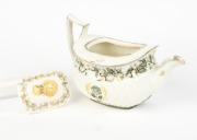 WEDGWOOD antique English pottery teapot, 19th century, stamped "WEDGWOOD", bearing label "Richard Dennis, Wedgwood Exhibition, 1982", 13cm high, 20cm wide - 2