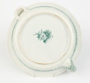 "PERUVIAN HUNTERS" antique English transfer porcelain warming plate, circa 1850, pictorial backstamp "PERUVIAN HUNTERS, I. G. No. 9", 6cm high, 30cm wide - 4