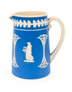 COPELAND antique English blue Jasper Ware pottery jug, 19th century, impressed "COPELAND, England", 15.5cm high