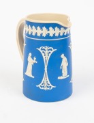 COPELAND antique English blue Jasper Ware pottery jug, 19th century, impressed "COPELAND, England", ​​​​​​​15.5cm high - 2
