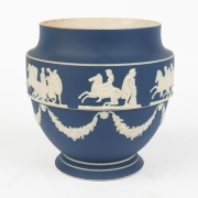 ADAMS antique English blue Jasper Ware pottery jardiniere, 19th century, stamped "ADAMS, Tunstall, England", ​​​​​​​14.5cm high - 3