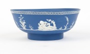 ADAMS (attributed) antique English blue Jasper Ware pottery bowl with classical frieze, early 19th century, 8cm high, 19cm diameter - 2