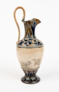 DOULTON LAMBETH&nbsp;pottery ewer with sgraffito cat decoration&nbsp;by HANNAH BARLOW, circa 1881, impressed factory mark and artist's monogram to base, 28cm high - 2