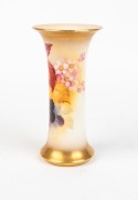 ROYAL WORCESTER&nbsp;antique English porcelain vase with hand-painted berries and blossoms decoration, signed "K. BLAKE", circa 1930, puce factory mark to base, 15.5cm high - 2