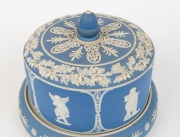DUDSON antique English blue Jasper Ware pottery&nbsp;cheese dish and cover, 19th century, 21cm high, 27cm diameter - 3