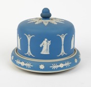 DUDSON antique English blue Jasper Ware pottery&nbsp;cheese dish and cover, 19th century, 17cm high, 21cm diameter - 2