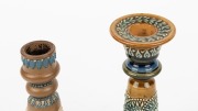 DOULTON LAMBETH two antique English stoneware candlesticks, 19th century, impressed factory mark to bases, 16cm and 14cm high - 2