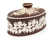 TURNER antique English brown Jasper Ware pottery game tureen with grape motif, circa 1810, impressed mark "TURNER", 13cm high, 26cm wide
