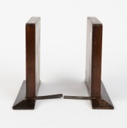 A pair of Australian poker work bookends decorated with kookaburra and fairy wren, ​​​​​​​18cm high - 2