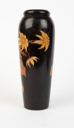 An antique Australian poker work vase with waratahs and flannel flower, 31cm high - 3