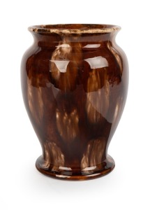 REGAL MASHMAN OF SYDNEY mottled brown glazed pottery vase, impressed "Regal Mashman", 16.5cm high