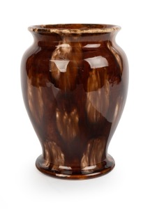 REGAL MASHMAN OF SYDNEY mottled brown glazed pottery vase, impressed "Regal Mashman", 16.5cm high