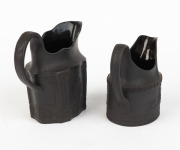 Two antique English black basalt pottery jugs with Etruscan decoration, early 19th century, 11cm and 10cm high - 3