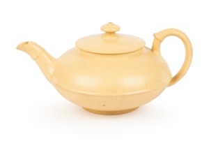 WEDGWOOD "Caneware" antique English pottery teapot, circa 1830, impressed "WEDGWOOD", 8cm high, 16.5cm wide