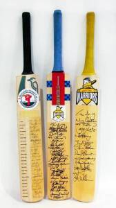 WESTERN AUSTRALIA SIGNED BATS: Full size Cricket Bats (3) signed by 1996-97 team (11 signatures); 1997-98 team (24 signatures) & 2000-01 team (24 signatures), including Tom Moody, Adam Gilchrist, Michael Hussey & Justin Langer. G/VG condition.