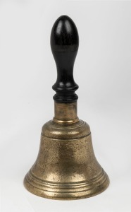 An antique bell with turned ebony handle, 19th century, 22cm high