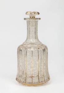 An antique glass decanter, finely decorated with hand-painted enamel floral decoration and gilt highlights, 19th century, 22cm high