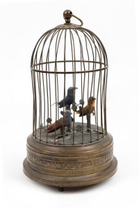 An antique Swiss musical birdcage, early 20th century, 29cm high overall