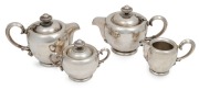 A four piece Continental 800 silver tea service, early 20th century, the largest&nbsp;15cm high, 1390 grams total
