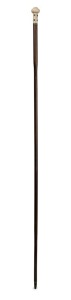 An antique French walking stick with carved ivory handle, bamboo shaft and brass ferrule, 19th century, 93cm high