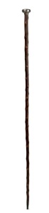 An antique walking stick with silver vinaigrette top inset with Wedgwood blue Jasper Ware medallion, on a blackthorn shaft with brass ferrule, 19th century, ​​​​​​​83cm high