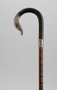 An antique parasol with silver bird's head and carved horn handle, 19th/20th century, 92cm high - 2