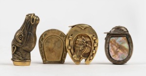 Four assorted novelty vestas with horse themes, 19th/20th century, the largest 6.5cm long