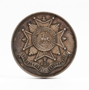 BEDFORDSHIRE & HERTFORDSHIRE REGIMENTAL RIFLE CLUB, silver medal, 18mm, circa 1920, unengraved.