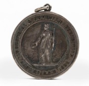 ALBURY INDUSTRIAL & JUVENILE EXHIBITION 1896 silver award medal by Stokes & Sons, 45mm, named verso to W.J. Burne&nbsp;for Ploughs, &c."; mounted for suspension.
