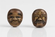 MENUKI&nbsp;pair of face mask antique Japanese bronze&nbsp;sword fittings, 19th century,