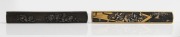 KOZUKA&nbsp;two Japanese knife handles in copper and bronze (signed on reverse), and shakudu inset with silver and gold, 19th century, 9.5cm long