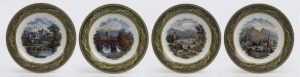 PRATT WARE set of four of antique English cabinet plates titled "Haddon Hall", "Tremadoc. N.W.", "Chatsworth" and "Hafod, S.W.", 19th century, 23cm diameter