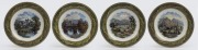 PRATT WARE set of four of antique English cabinet plates titled "Haddon Hall", "Tremadoc. N.W.", "Chatsworth"&nbsp;and "Hafod, S.W.", 19th century, 23cm diameter