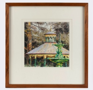 GRAHAM LUPP (1946 - ), The Bandstand, Machattie Park, coloured pencil on paper, signed lower left and titled verso, ​​​​​​​26 x 26cm, 49 x 47cm overall