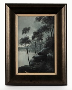 PERCY RUDOLPH CAMPBELL (1869-1965), Parramatta River, oil on canvas, monochrome, initialed lower right and titled verso with Bridget McDonnell Gallery label verso, 30 x 21cm, 43 x 32cm overall