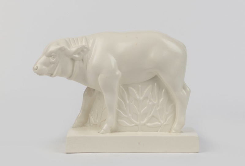 WEDGWOOD English pottery statue of a buffalo by JOHN SKEAPING, impressed "J. SKEAPING, WEDGWOOD", with factory mark to base, 19cm high, 26cm long