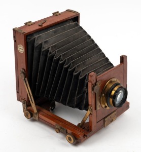 THORNTON-PICKARD: 'Tribune' 3¼ x 4¼" plate field camera, c. 1911, with Zeiss Kodak Anastigmat f6.3 lens [#115729] and 'Kett's Photo Stores Little Collins Street Melbourne' retailer's inlay.