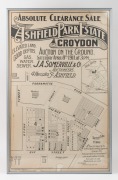 "ASHFIELD PARK ESTATE, CROYDON" antique real estate poster, circa 1910, framed and mounted, 88 x 56cm overall