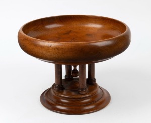 An antique Australian fiddleback blackwood comport, 19th/20th century, ​​​​​​​22cm high, 31cm diameter