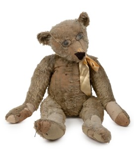 STEIFF antique German straw filled Teddy bear with glasses, circa 1910, 79cm high