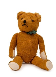 A vintage Continental straw filled teddy bear, possibly Northern European, 20th century, 29.5cm high