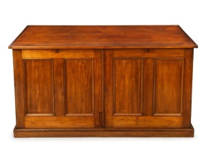 An antique Australian cedar plan chest with two door front, 19th century, 76cm high, 141cm wide, 77cm deep