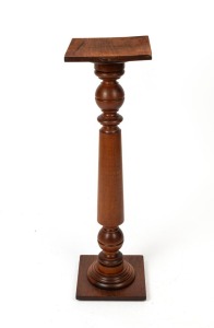 An antique Australian turned blackwood pedestal, 19th/20th century, 105cm high, 29cm wide, 29cm deep