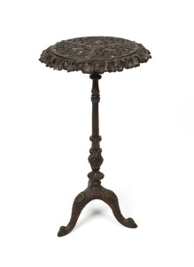 An antique English cast bronze occasional table, 19th century, 74cm high, 39cm wide