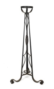 WHITEFRIARS&nbsp;"EIFFEL" antique English wrought iron standard oil lamp base with black painted finish, 19th and 20th century, 132cm high