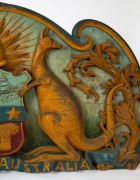 An architectural Australian coat of arms, carved wood with polychrome finish, New South Wales origin, 19th century, an impressive 101cm high, 245cm wide - 3