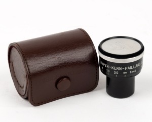 BOLEX-PAILLARD: Hyper-Kern-Paillard 0.5x AR [#732246] wide-angle teleconverter, with front and rear caps and leather case.