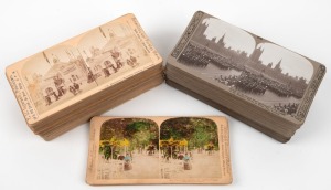 VARIOUS PUBLISHERS: Group of ninety-four stereo cards, comprising forty-seven T. W. Ingersoll cards, twenty-six 'Realistic Travels' cards, sixteen Whiting View Company cards, and five Strohmeyer & Wyman cards. (94 cards)