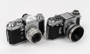 WIRGIN: Two c. 1960s SLR cameras - one Edixa-Mat Reflex Model B with Kilfitt-Makro-Kilar E 40mm f2.8 lens, together with one Edixa Reflex with Steinheil Cassar 50mm f2.8 lens. (2 cameras)