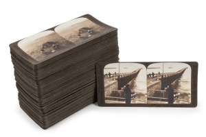 UNDERWOOD & UNDERWOOD: Complete set of one hundred numbered 'France' stereo cards, featuring views of Parisian landmarks, agricultural workers, festivals, cathedral interiors, bustling streetscapes, and many others. (100 cards)